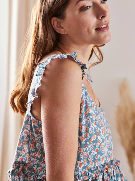 Kleid für Schwangerschaft & Stillzeit grün bedruckt 