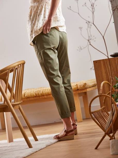 Pantalon chino de grossesse en coton stretch kaki 