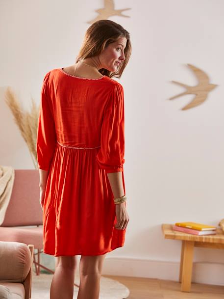 Kleid für Schwangerschaft & Stillzeit, Crêpe orange 