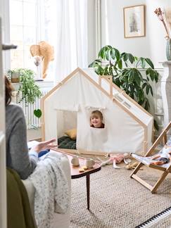 Spielzeug-Nachahmungsspiele-Zelt und Tipi-Spielhütte mit Holzstruktur FSC®-zertifiziert