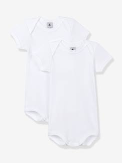 Bébé-Lot de 2 bodies ouverture US manches courtes bébé en coton bio - blanc