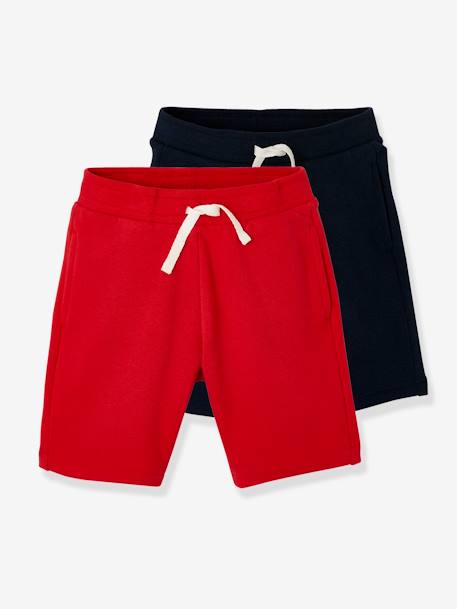 2er-Pack Jungen Sweat-Bermudas PACK SCHWARZ+PACK TINTENBLAU+rot+nachtblau+salbeigrün 