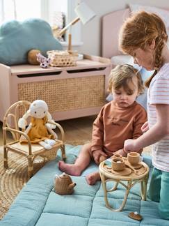 Spielzeug-Babypuppen und Puppen-Puppenmöbel-Set aus Rattan: Stuhl & Tisch