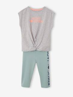 Mädchen-Pullover, Strickjacke, Sweatshirt-Sweatshirt-Mädchen Sport-Set: T-Shirt mit Knoten & Leggings