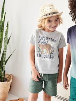 Garçon-T-shirt, polo, sous-pull-Ensemble tee-shirt léopard et bermuda en gaze de coton garçon