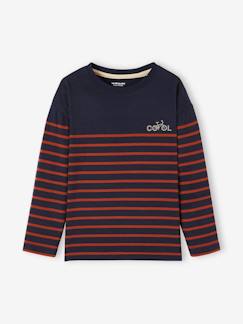 Nouvelle Collection-Tee-shirt marinière garçon détail flocage velours