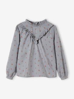 Mädchen-Hemd, Bluse, Tunika-Mädchen Bluse mit Volantkragen, Blumen