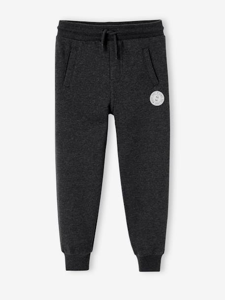 Pantalon jogging garçon en molleton dark bleu ardoise+gris moyen chiné+marine chiné+noir+noir chiné+noisette+ocre+rouge+vert sapin 