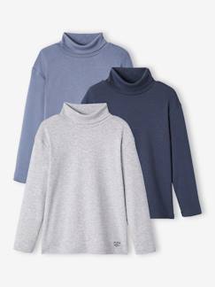 Junge-T-Shirt, Poloshirt, Unterziehpulli-3er-Pack Jungen Rollkragenshirts BASIC