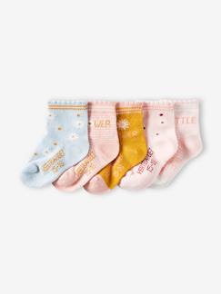Bébé-Chaussettes, Collants-Lot de 5 paires de chaussettes à fleurs bébé fille BASICS
