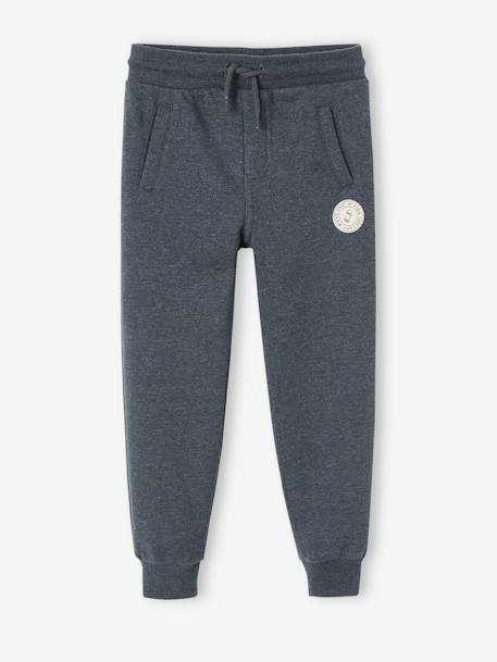 Pantalon jogging garçon en molleton dark bleu ardoise+gris moyen chiné+marine chiné+noir+noir chiné+noisette+ocre+rouge+vert sapin 