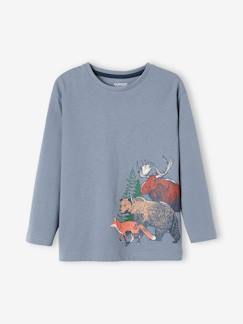 Junge-T-Shirt, Poloshirt, Unterziehpulli-Jungen Shirt mit Natur-Print, Bio-Baumwolle