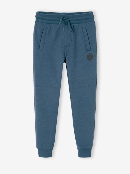 Pantalon jogging garçon en molleton dark bleu ardoise+gris moyen chiné+marine chiné+noir+noir chiné+noisette+ocre+rouge+vert sapin 