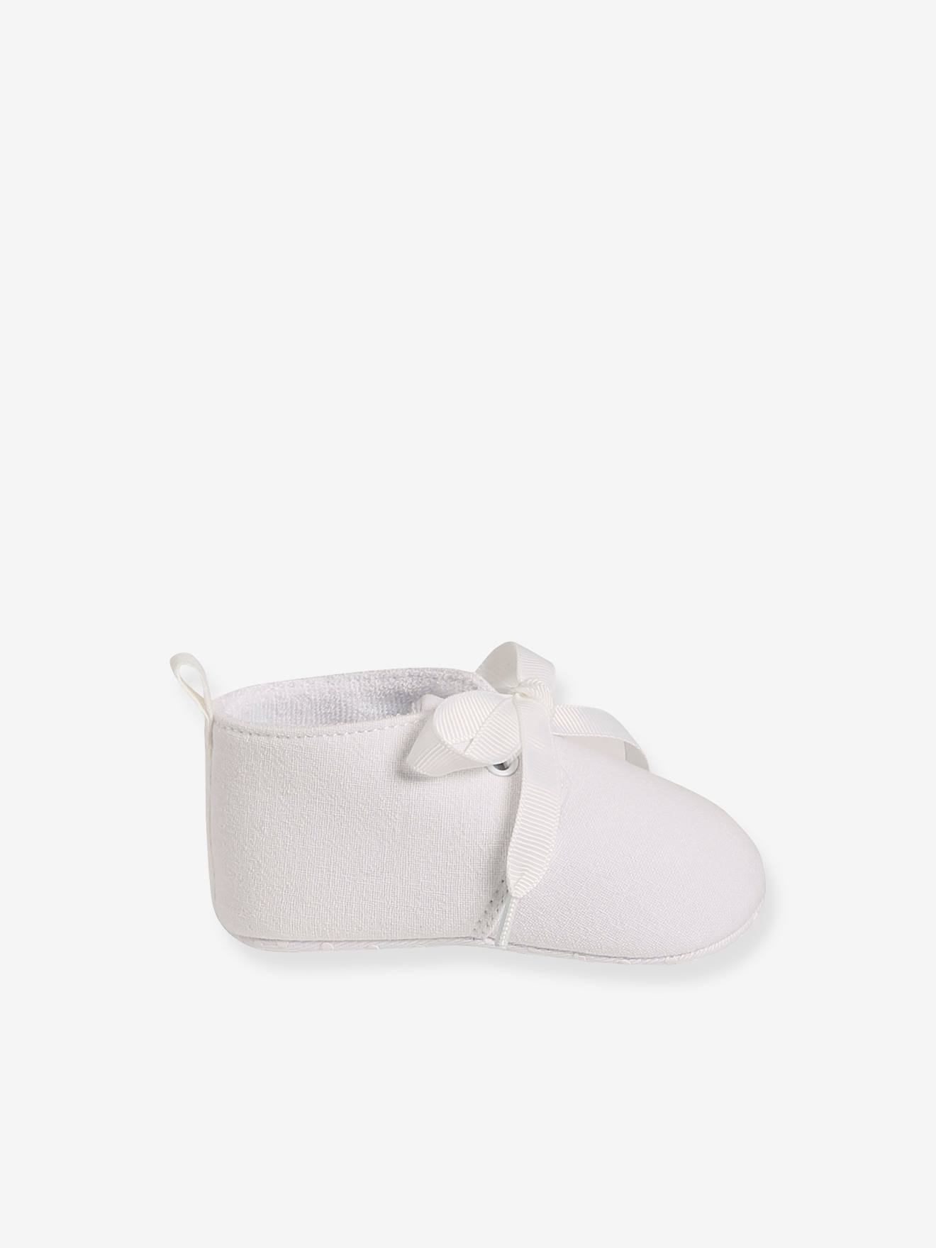 Chaussons souple bébé-petits nœuds Taille 18-fait main