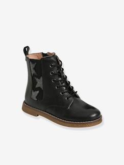 Chaussures-Chaussures fille 23-38-Boots, bottines-Bottines hautes lacées et zippées en cuir fille