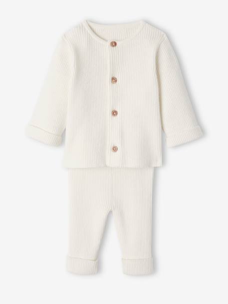 Baby-Set: Jäckchen & Hose, Strick hellgrau meliert+schiefergrau+weiss 