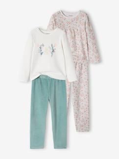 Mädchen-Pyjama, Overall-2er-Pack Mädchen Schlafanzüge aus Samt, Blumen