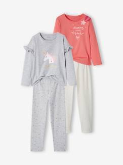 Mädchen-Pyjama, Overall-2er-Pack Mädchen Schlafanzüge, Einhorn Oeko-Tex