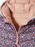 Doudoune à capuche légère réversible fille garnissage en polyester recyclé anthracite imprimé+BEIGE CLAIR IMPRIME+bleu nuit+rose imprimé 
