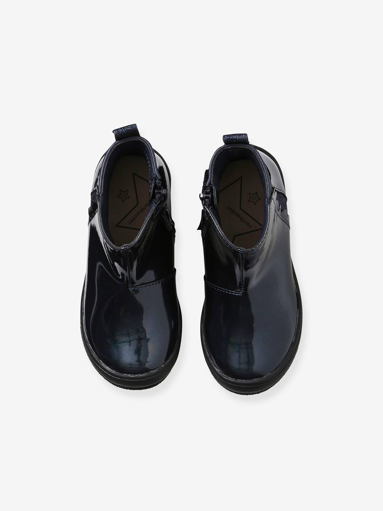 Vertbaudet Mädchen Lack-Boots Mit Schnürung - Schwarz, Größe 30