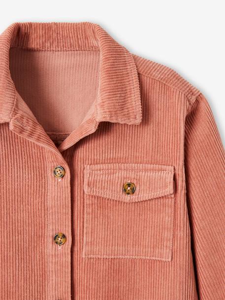 Mädchen Hemdjacke aus Cord hellkhaki+rosa 