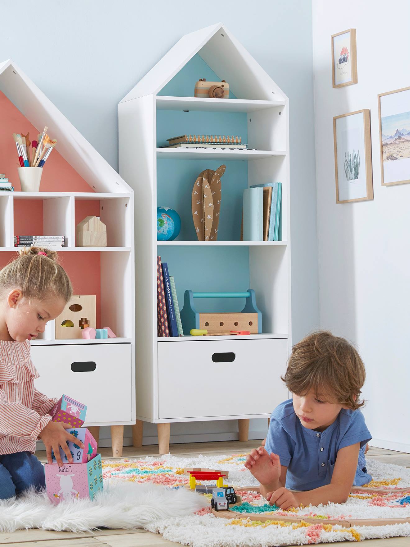 Meuble de rangement maison 5 cases - blanc, Chambre et rangement