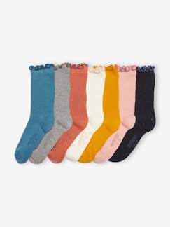 Fille-Sous-vêtement-Chaussettes-Lot de 7 paires de chaussettes bicolores fille