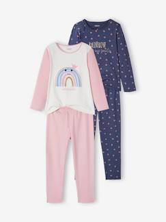 Mädchen-Pyjama, Overall-2er-Pack Mädchen Schlafanzüge, Regenbogen