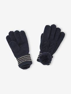 Mädchen-Accessoires-Mütze, Schal, Handschuhe-Mädchen Strickhandschuhe mit Zopfmuster