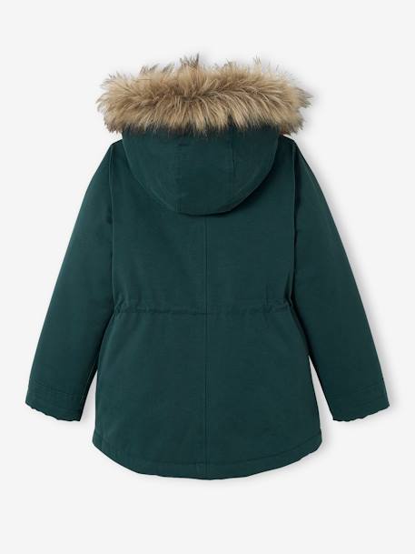 Mädchen 3-in-1-Winterjacke mit Recycling-Polyester dunkelgrün+dunkelrosa+graugrün+marine 