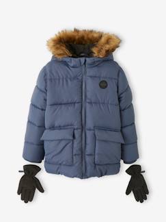 20% sur les manteaux et chaussures-Doudoune à capuche doublée polaire avec gants ou moufles garçon