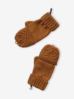 Junge-Accessoires-Mütze, Schal, Handschuhe-Jungen 2-in-1-Handschuhe, Zopfstrick