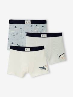Garçon-Sous-vêtement-Lot de 3 boxers stretch "animaux marins" garçon