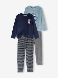 Junge-Pyjama, Overall-2er-Pack Jungen Samt-Schlafanzüge, Natur BASIC Oeko-Tex