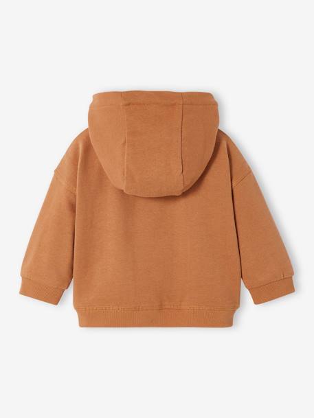 Gilet zippé bébé capuche doublée peluche cannelle 