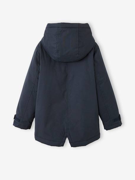 Parka 3 en 1 garçon avec blouson amovible bleu électrique+bleu grisé+kaki+Marine grisé+noix de pécan 