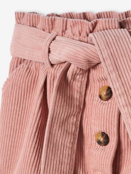 Jupe style 'paperbag' en velours côtelé brique+pêche+rose blush+sapin 