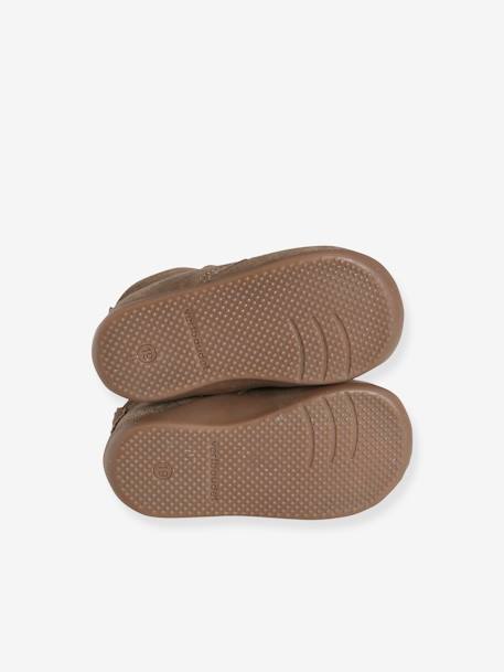 Bottillons lacés cuir bébé premiers pas taupe 