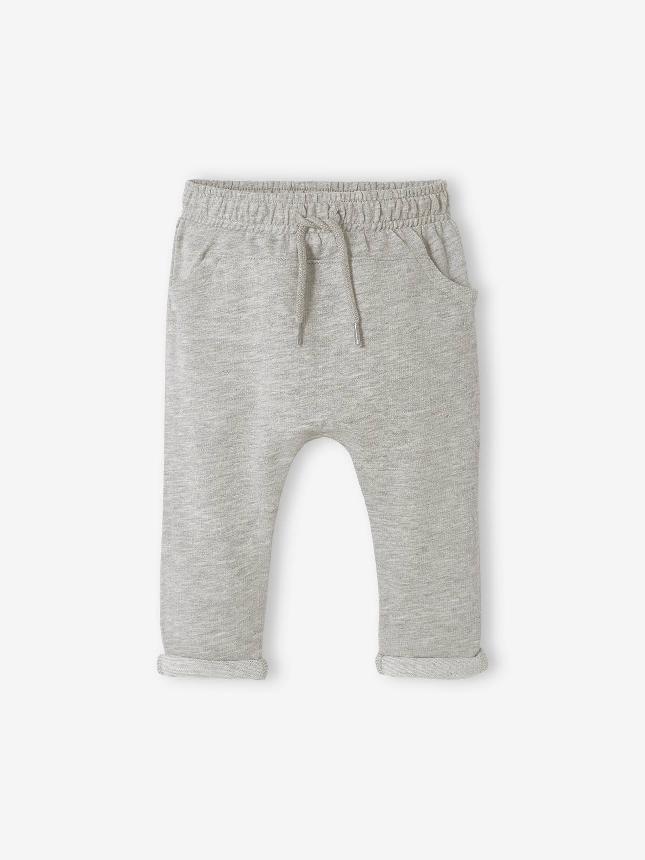 Pantalon molleton bebe garcon uni gris clair chine