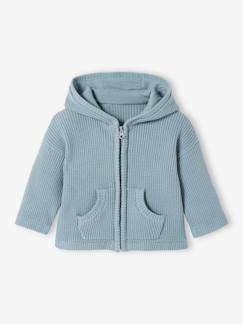 Bébé-Pull, gilet, sweat-Gilet-Gilet bébé à capuche tricot nid d'abeille