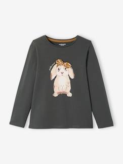 Fille-T-shirt, sous-pull-T-shirt-Tee-shirt motif lapin avec noeud fantaisie fille