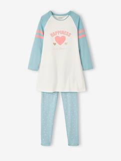 Mädchen-Pyjama, Overall-Mädchen-Set: Nachthemd „Happiness“ & Leggings mit Herzen