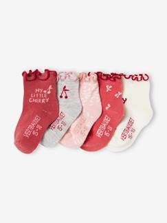 Baby-Socken, Strumpfhose-5er-Pack Mädchen Baby Socken mit Rüschen, Kirschen