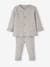 Baby-Set: Jäckchen & Hose, Strick hellgrau meliert+schiefergrau+weiss 