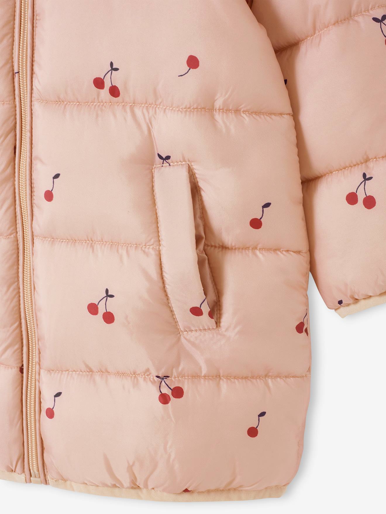 Doudoune longue l g re imprim e cerises fille printed pink Fille