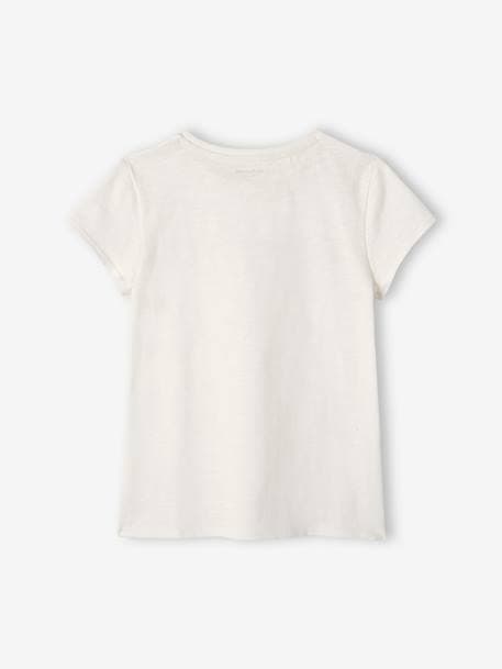 T-shirt de sport Basics fille rayures irisées placées écru+gris chiné+rose poudré 