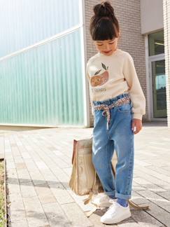 Mädchen-Hose-Mädchen Paperbag-Jeans mit Blumen-Gürtel