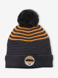 Garçon-Accessoires-Bonnet, écharpe, gants-Bonnet garçon rayé en maille