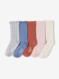 Mädchen-Unterwäsche-5er-Pack Mädchen Socken, Herz- oder Zopfmuster