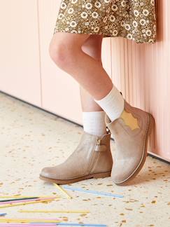 Chaussures-Boots cuir fille zippées et élastiquées